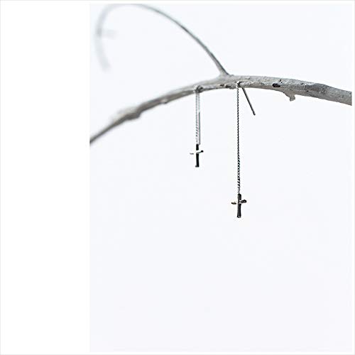 Minimalist Cross Threader Tassel Dangle Earrings S925 Sterling Silver Charm Long Dangling Drop Earring Fashion Jewelry Gift for Women Sensitive Ears Valentines Day Presents