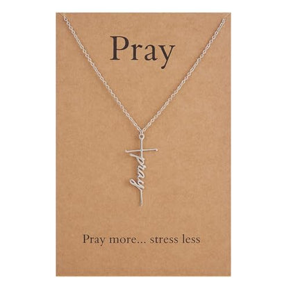 Lcherry Faith Cross Pendant Necklace for Women Religious Christian Jewelry Birthday Christmas Gifts for Women - style: 21-pray