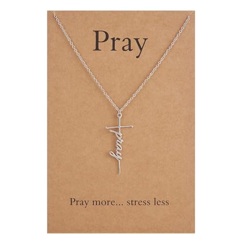 Lcherry Faith Cross Pendant Necklace for Women Religious Christian Jewelry Birthday Christmas Gifts for Women - style: 21-pray
