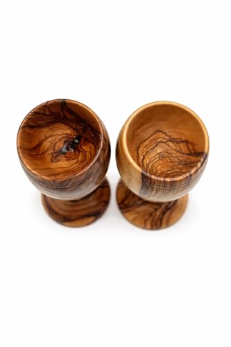 Zuluf Wood Communion Cup Set, 2 Cups, Brown, Hand Wash Only, Religious Ceremony, 4.6 Inch Medium Size