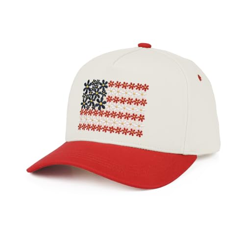 C.C Women's Criss-Cross Ponytail Trucker Hat - Snapback, One Size - color: Floral Flag-red