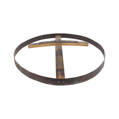 AmishToyBox.com Rustic Barrel Ring With Cross Decorative Wall Art, Reclaimed Whiskey Barrel Art