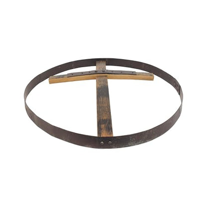 AmishToyBox.com Rustic Barrel Ring With Cross Decorative Wall Art, Reclaimed Whiskey Barrel Art