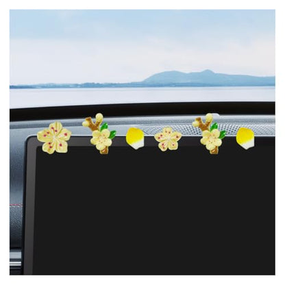 5PCS Peach Blossoms Car Dashboard Decoration (Yellow) - color: Yellow