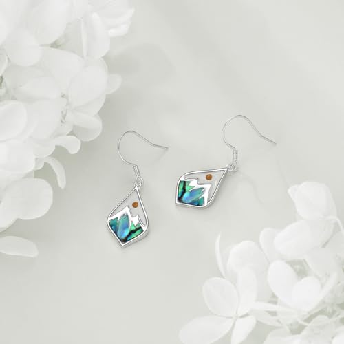 AOBOCO Mustard Seed Earrings for Women Sterling Silver Mountain Cross Earrings Dangle Christian Religion Jewelry Mothers Day Birthday for Mom Wife Friends - style: Mustard Seed abalone shellfish