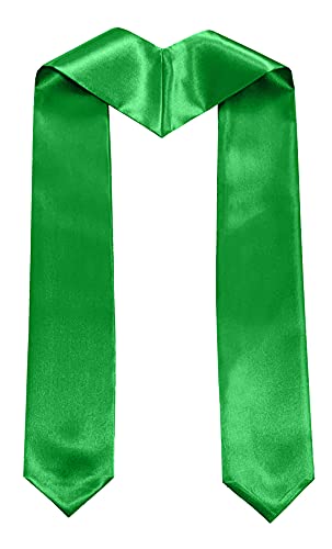 Plain Graduation Stole Sash 60 Inch Unisex Adults Solid - color: Emeral Green Stole