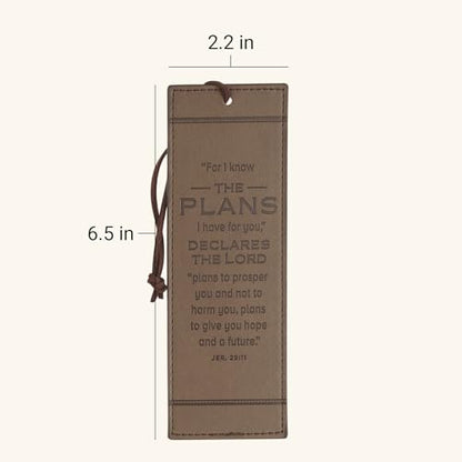 Christian Art Gifts Premium Faux Leather Bookmark: I Know the Plans - color: Brown/Know the Plans