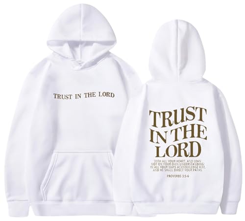 PANOZON TRUST IN THE LORD Hoodie Christian Faith Religious God Tops Man Woman Pullover Sweatshirt Y2K Longsleeve - color: 5-white, size: Small