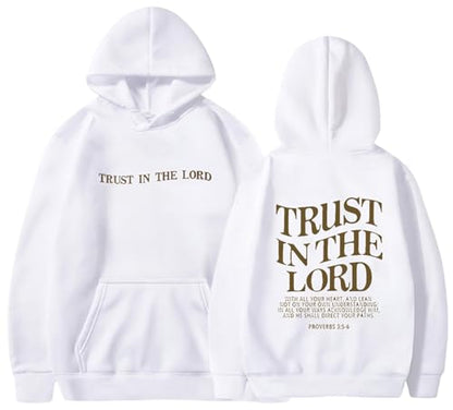 PANOZON TRUST IN THE LORD Hoodie Christian Faith Religious God Tops Man Woman Pullover Sweatshirt Y2K Longsleeve - color: 5-white, size: XX-Large