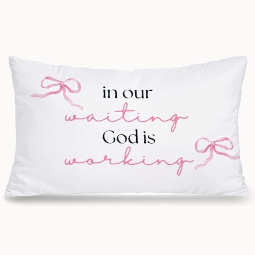 Coquette Pink Bow Christian 12x20 Pillow Cover, Pink Christian Decor, Preppy Bible Scripture Decorative Throw Pillow Covers Pillowcases for Girls Room Dorm Apartment Church Decor - color: Bible - Pink (White04)