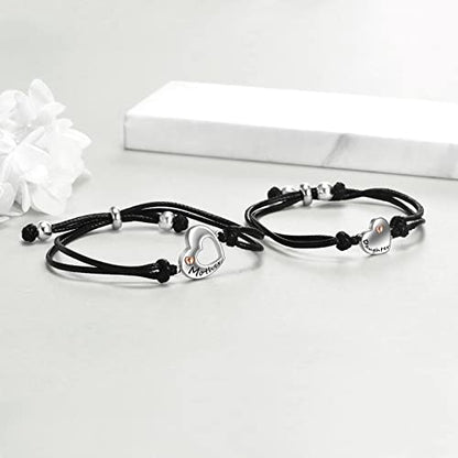 POPLYKE 925 Sterling Silver Infinity/Cow/Wing/Cross/Heart Bracelet for Mom and Daughter Jewelry Birthday - style: B-Mother daughter bracelet set 2