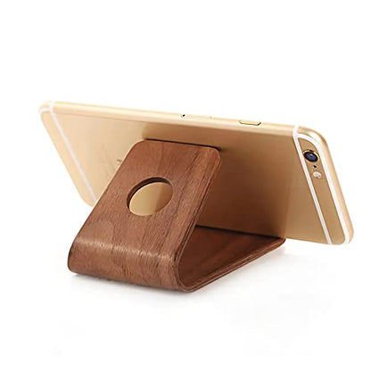 Wooden Cell Phone Stand, Universal Mobile Phone Holder Stand Non Slip Stable Desktop Phone Stand for iPhone, iPhone13,Samsung Galaxy Smartphones, iPad, Tablets Facetime Holder for Desk