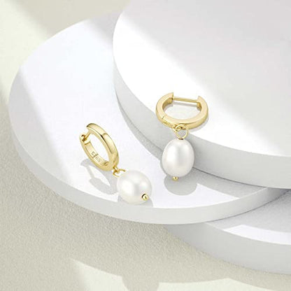 SEVENWELL Huggie Hoop Earrings for Women, Dangle Dangle Hoops - color: 09 Gold Pearl