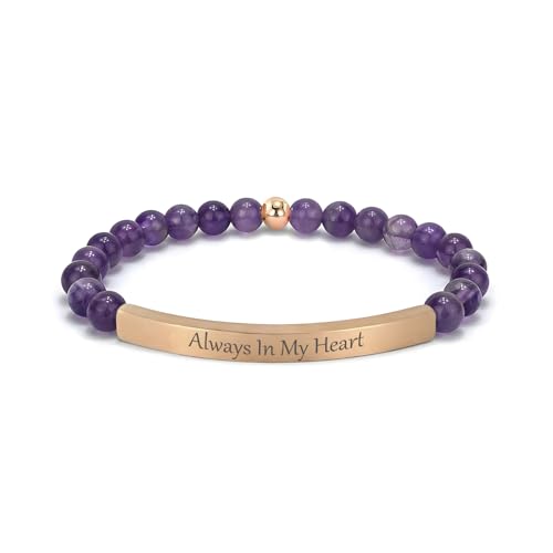 Amethyst Christian Bracelet for Women, 18K Gold Plated Bible Verse Jewelry, Inspirational Religious Faith Gift, Scripture Jewelry for Encouragement & Strength - color: ALWAYS IN MY HEART-Amethyst Rose Gold