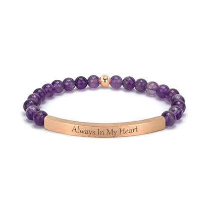Amethyst Christian Bracelet for Women, 18K Gold Plated Bible Verse Jewelry, Inspirational Religious Faith Gift, Scripture Jewelry for Encouragement & Strength - color: ALWAYS IN MY HEART-Amethyst Rose Gold