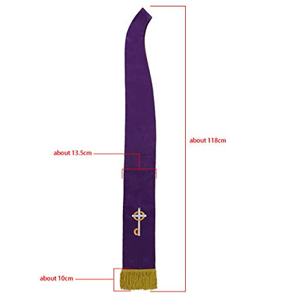 BLESSUME Church Clergy Pastor Cross Embroidered Stole - color: Purple