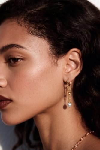 Gold Dangle Earrings for Women，Tassel Hoop Earrings with Charms - color: H