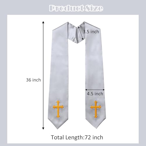 10 PC Clergy Stole & Choir Stole Bulk 60/72" - color: Gray, size: 60 inch