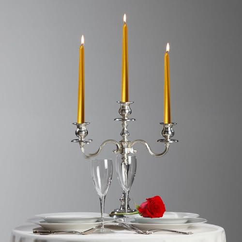 24 Pack Gold Taper Candles丨Taper Candles 10 Inch Dripless丨Unscented & Smokeless Candlesticks Bulk丨7-8 Hours Long Burning Tall Candles丨Ideal for Christmas Weddings Parties Dinner - color: Gold, size: 24 Pack Taper Candle
