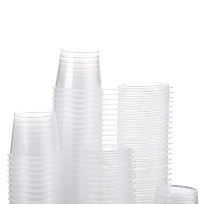 Brightalk [1 oz. - 100 Sets] Disposable Plastic Portion Cups With Lids, Stackable Airtight Dressing Container To Go, Jello Shot, Souffle, and Sauce Cups - size: 1 oz. - 100 Sets