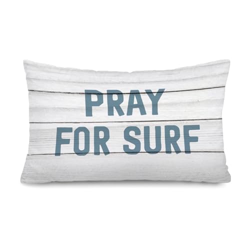Lacama Coastal Beach Surf 12x20 Pillow Cover, Beach House Decor, Surfing Gifts, Pray for Surf Coastal Ocean Decorative Lumbar Throw Pillow Covers Pillowcases for Couch Bed Home Bedroom Living Room - color: Coast-pray for Surf