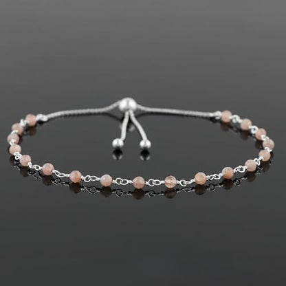 Genuine Multi Gemstone Rosary Beads Cluster Bolo Bracelet