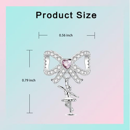 LUXILLA 925 Sterling Silver Charm Golden Family Tree Sparkling Cross Cute Dragon Charms Fits Bracelets Necklace Pendant Bead Jewelry Gift for Women Family Friends - color: Bow Dangle Charm
