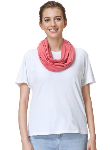 Lina & Lily Premium Modal Jersey Knit Women's Infinity Scarf Loop Lightweight - color: Coral
