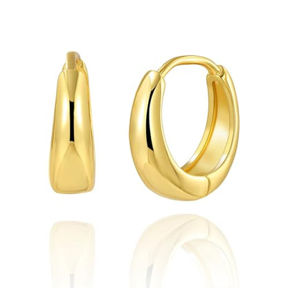 18K Gold Plated Hoop Earrings for Women, NICKEL-FREE & HYPOALLERGENIC, Timeless Jewelry Gift - color: GoldA-Copper