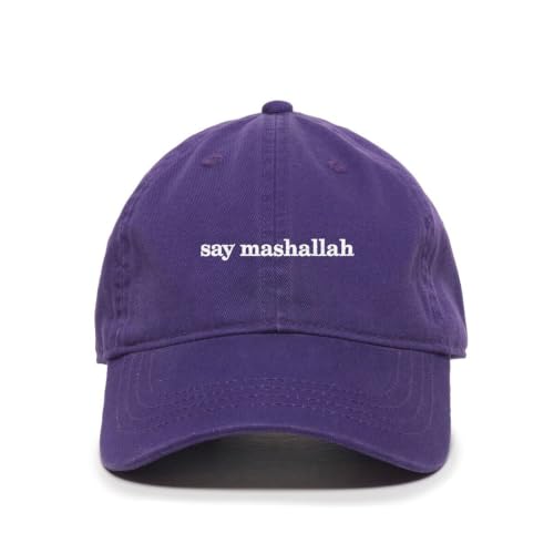 DSGN By DNA Say Mashallah Embroidered Hat Islamic Muslim Faith Inspired Cotton Baseball Cap Adjustable Dad Hat for Men&Women - color: Purple
