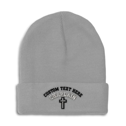 Beanies for Men Cristian Chaplain Cross Christ Faith Jesus Skull Cap Winter Hats for Women Acrylic One Size - color: Light Grey Personalized Text Here