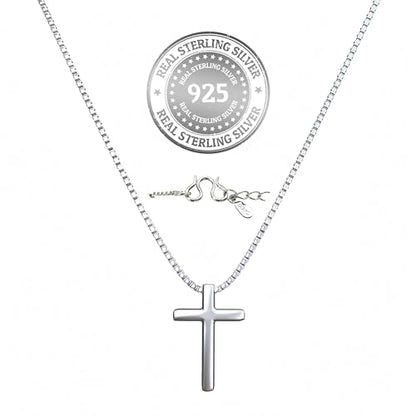 Sterling Silver Cross Necklaces for Women, S925 Dainty Silver Cross Pendant Necklace Small Cross Necklace Box Chains Christian Necklace Jewelry Gifts for Women Teen Mother Birthday