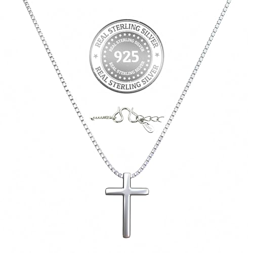 Sterling Silver Cross Necklaces for Women, S925 Dainty Silver Cross Pendant Necklace Small Cross Necklace Box Chains Christian Necklace Jewelry Gifts for Women Teen Mother Birthday