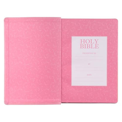 KJV Holy Bible, Giant Print Full-size Faux Leather Red Letter Edition - Thumb Index & Ribbon Marker, King James Version, Pink (KJV Full Size GP Editions)