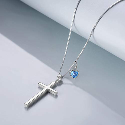 POPLYKE Cross Necklace 925 Sterling Silver Philippians 4:13 I Can Do All The Things Inspirational Necklace Gifts for Women Men 20+2'' - color: silver-12 December