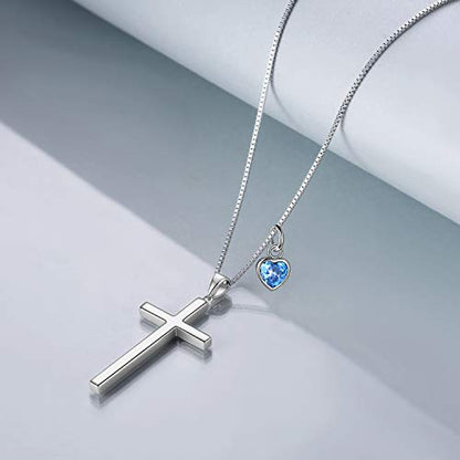 POPLYKE Cross Necklace 925 Sterling Silver Philippians 4:13 I Can Do All The Things Inspirational Necklace Gifts for Women Men 20+2'' - color: silver-12 December