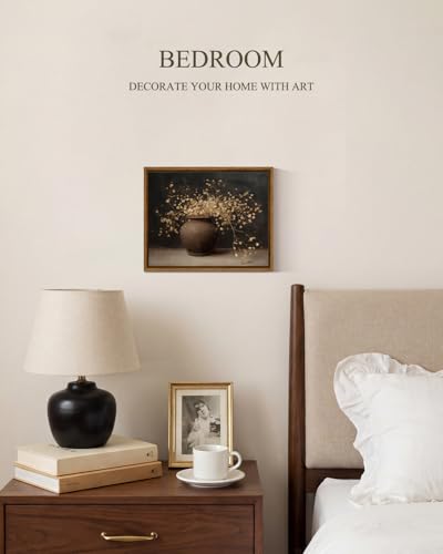 InSimSea Framed Canvas Wall Art, Dark Moody Still Life, 10" L x 8" W - color: Dark Flowers