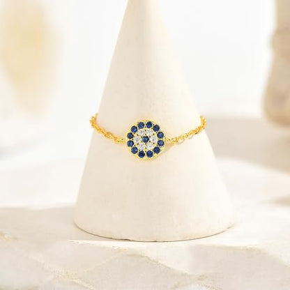 925 Sterling Silver Adjustable Link Chain Rings for Women Daughter - color: Style 7-Gold