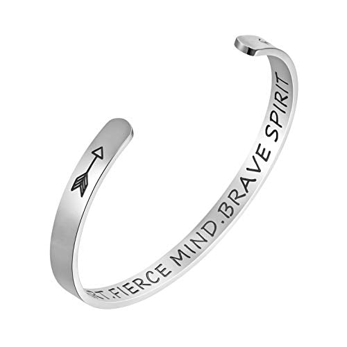 Fesciory Inspirational Bracelets for Women, Stainless Steel Cuff Bangle - color: Silver-25
