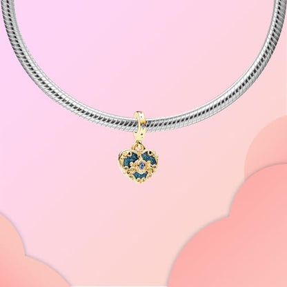 LUXILLA 925 Sterling Silver Charm Golden Family Tree Sparkling Cross Cute Dragon Charms Fits Bracelets Necklace Pendant Bead Jewelry Gift for Women Family Friends - color: Cinderella's Carriage Heart Charm