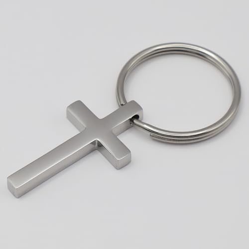Custom Cross Stainless Steel Keychain – Christian Religious Gift with Bible Verse or Personalized Name – Inspirational Faith Reminder for Church, Men, Women, and Friends - Custom Stocking Stuffer Gift