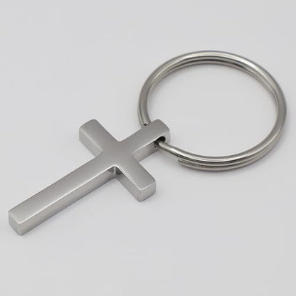Custom Cross Stainless Steel Keychain – Christian Religious Gift with Bible Verse or Personalized Name – Inspirational Faith Reminder for Church, Men, Women, and Friends - Custom Stocking Stuffer Gift