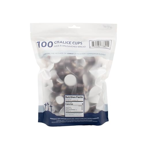 Chalice Bagged Communion Cups & Bread (100) | Concord Juice + Unleavened Bread | Easy-Open Single-Serve for Church - size: 0 Ounce (Pack of 100)