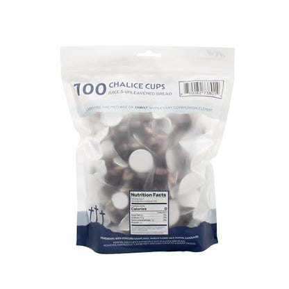 Chalice Bagged Communion Cups & Bread (100) | Concord Juice + Unleavened Bread | Easy-Open Single-Serve for Church - size: 0 Ounce (Pack of 100)