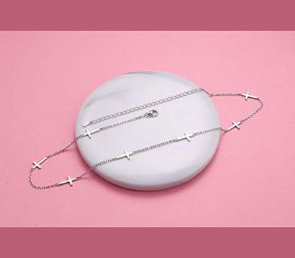 DAOCHONG Women S925 Sterling Silver Disc Statement Choker Necklace - style: Cross 2