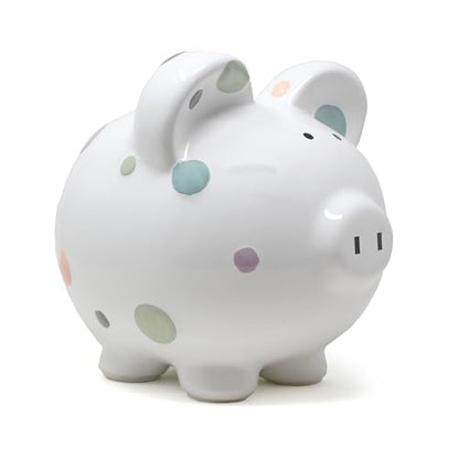 Child to Cherish Ceramic Piggy Bank for Girls, Pastel Multi Dot - color: Pastel Multi Dot