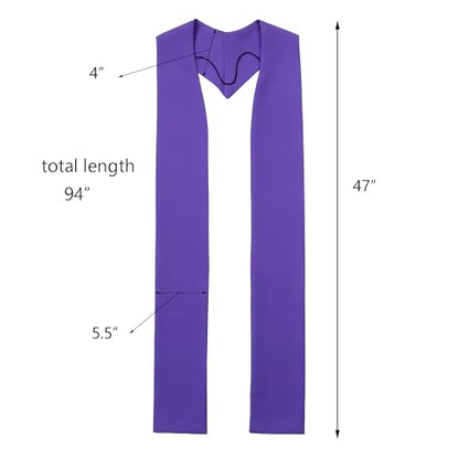 Unisex Overlay Plain Clergy Stole for 94" - color: Purple