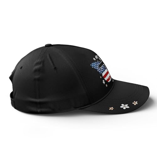 American Flag Christian Trucker Hat for Men Women, Adjustable Snapback Baseball Cap USA Pride Hat Religious Gifts - color: Black Red White Butterfly Cross