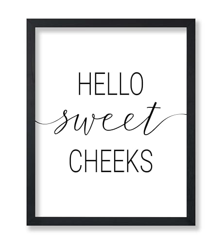 Monem Art Hello Sweet Cheeks Poster - Nursery Print - Humorous Design - Typography Art - Minimal Decor - Half Bath Sign Print - Funny Kids Bathroom or Powder Room - 11x14 UNFRAMED - color: Style-01, size: 11"L x 14"W