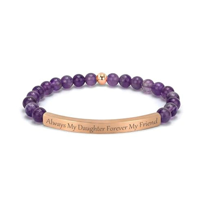 Amethyst Christian Bracelet for Women, 18K Gold Plated Bible Verse Jewelry, Inspirational Religious Faith Gift, Scripture Jewelry for Encouragement & Strength - color: ALWAYS MY DAUGHTER FOREVER MY FRIEND-Amethyst Rose Gold
